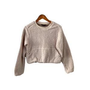 PRANA Cream Polar Escape Cropped Pullover Sweatshirt Long Sleeve Women's Size M